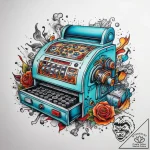 Tattoo sketch salesperson cash register, ink… – tattoo sketch (№1759081040_0, 28.09.2025 17:37) — tattoovalue.net