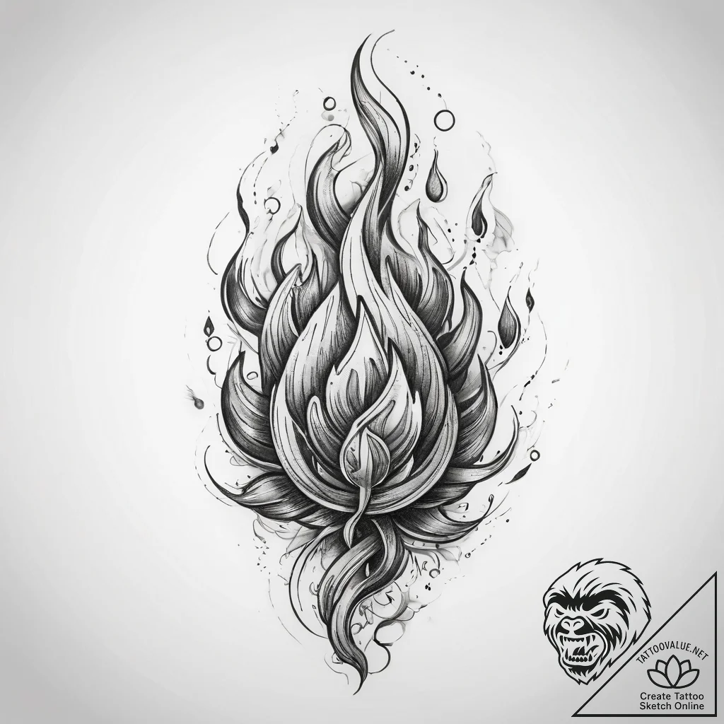 Tattoo sketch fire - tattoo sketch (№1759081427_0, 28.09.2025 17:43) — tattoovalue.net