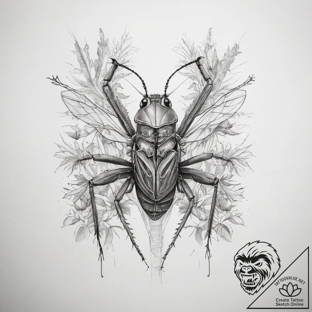 Tattoo sketch tree cricket - tattoo sketch (№1759082015_0, 28.09.2025 17:53) — tattoovalue.net