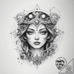 Tattoo sketch cosmic entity – tattoo sketch (№1759082209_0, 28.09.2025 17:56) — tattoovalue.net