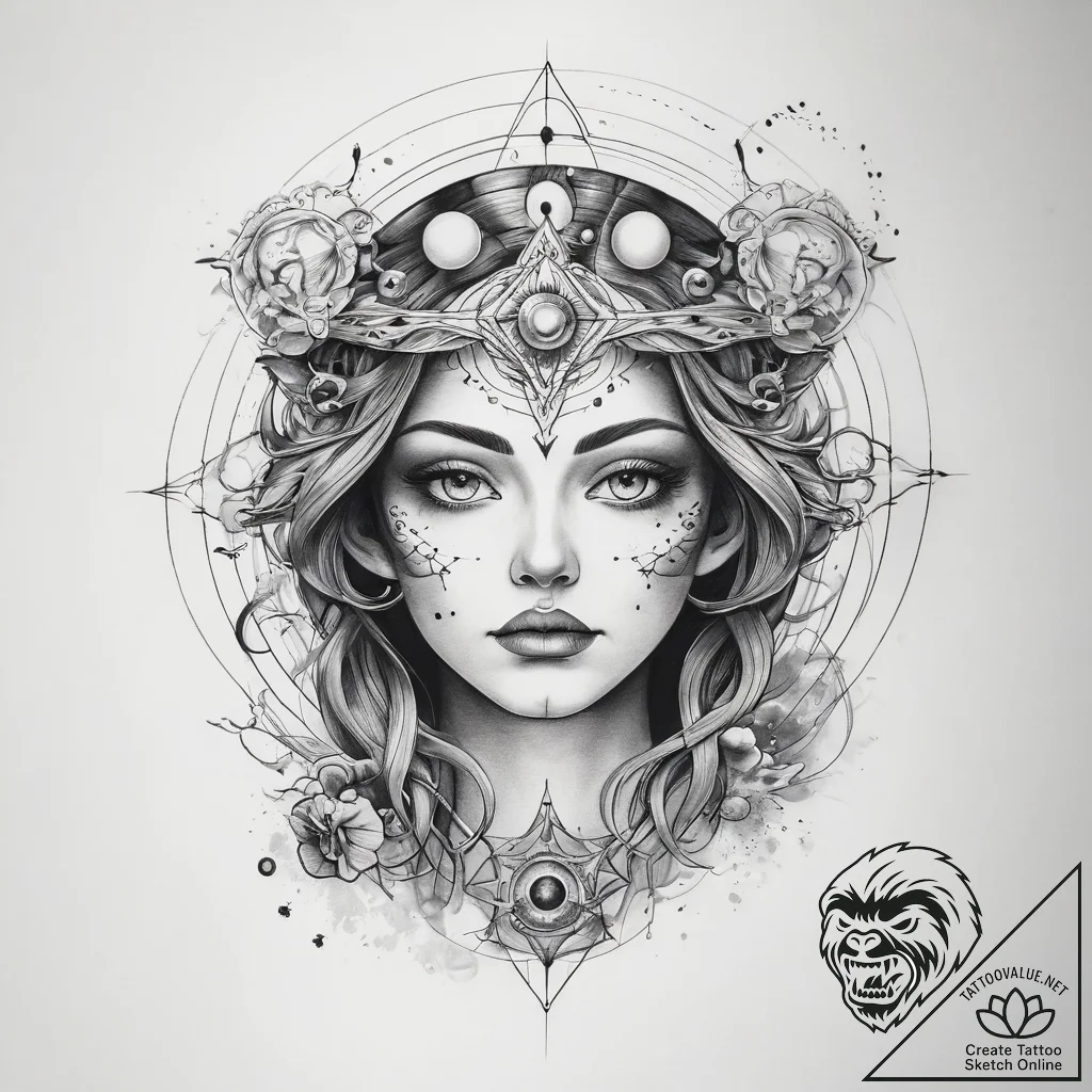 Tattoo sketch cosmic entity - tattoo sketch (№1759082209_0, 28.09.2025 17:56) — tattoovalue.net