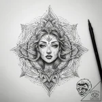 Tattoo sketch blessed character, tattoo flash… – tattoo sketch (№1759084556_0, 28.09.2025 18:35) — tattoovalue.net