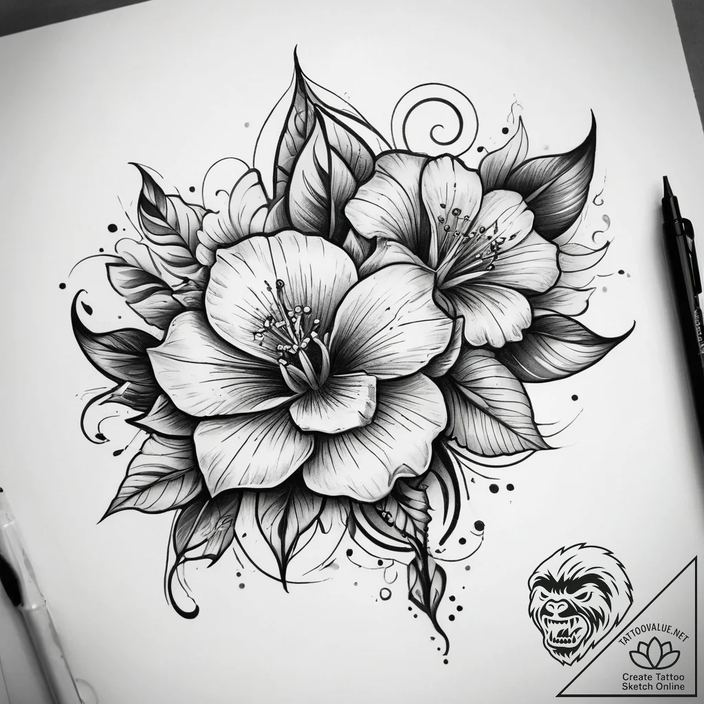 Tattoo sketch sensual ankle with a flower, in... - tattoo sketch (№1759084942_0, 28.09.2025 18:42) — tattoovalue.net