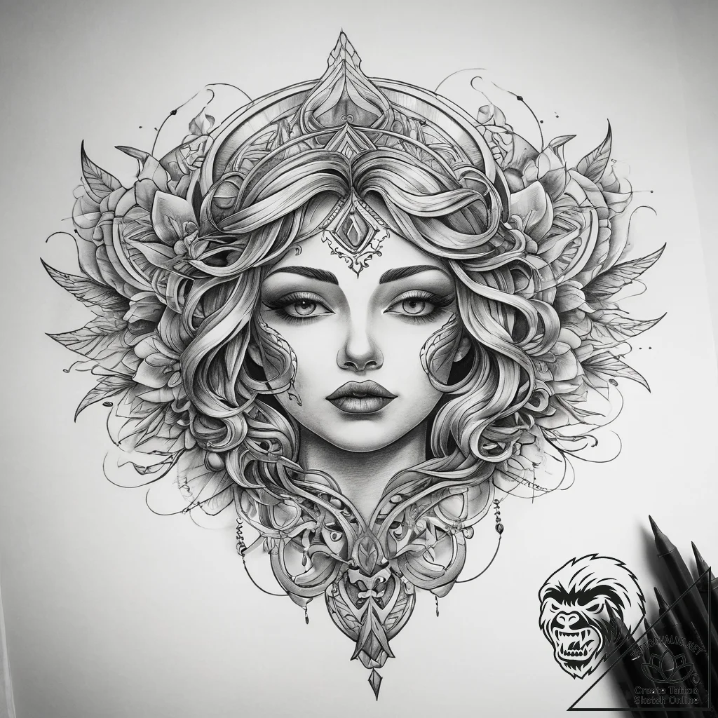Tattoo sketch bronze, artistic tattoo sketch,... - tattoo sketch (№1759085330_0, 28.09.2025 18:48) — tattoovalue.net