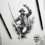 Tattoo sketch fisherman a person fishing, art… – tattoo sketch (№1759086498_0, 28.09.2025 19:08) — tattoovalue.net