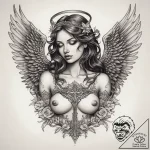 Tattoo sketch angel with a broken wing, tatto… – tattoo sketch (№1759086698_0, 28.09.2025 19:11) — tattoovalue.net