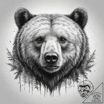 Tattoo sketch bear in forest, ink illustratio… – tattoo sketch (№1759086892_0, 28.09.2025 19:14) — tattoovalue.net