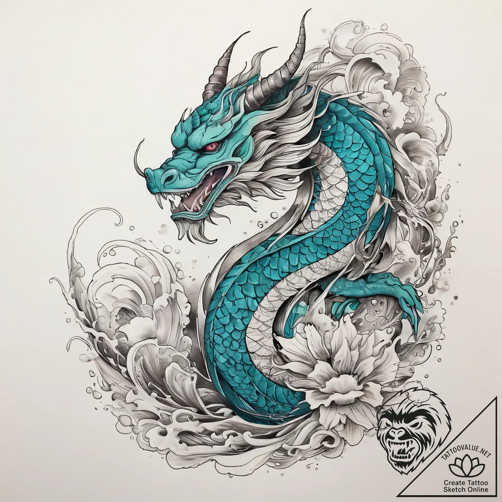 Tattoo sketch turquoise, ink illustration for... - tattoo sketch (№1759087472_0, 28.09.2025 19:24) — tattoovalue.net