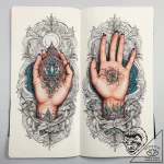 Tattoo sketch hands with a book, tattoo flash… – tattoo sketch (№1759088445_0, 28.09.2025 19:40) — tattoovalue.net
