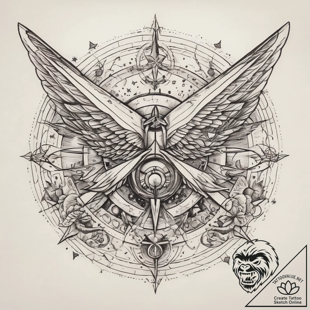 Tattoo sketch cosmic plane, tattoo line art,... - tattoo sketch (№1759090193_0, 28.09.2025 20:09) — tattoovalue.net