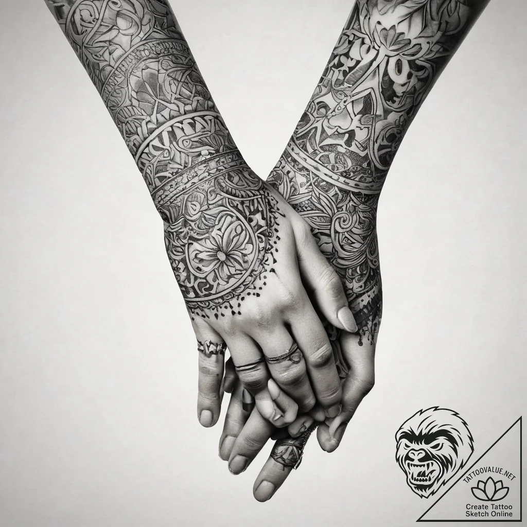 Tattoo sketch hands with a conformist, concep... - tattoo sketch (№1759090580_0, 28.09.2025 20:16) — tattoovalue.net