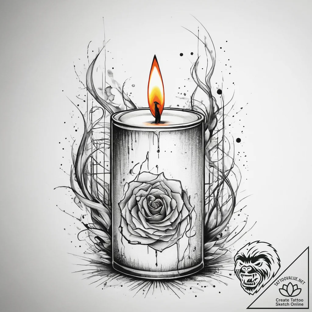Tattoo sketch candle making a candle and a wi... - tattoo sketch (№1759091162_0, 28.09.2025 20:26) — tattoovalue.net