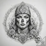 Tattoo sketch soldier with a ghost, tattoo fl… – tattoo sketch (№1759092712_0, 28.09.2025 20:51) — tattoovalue.net