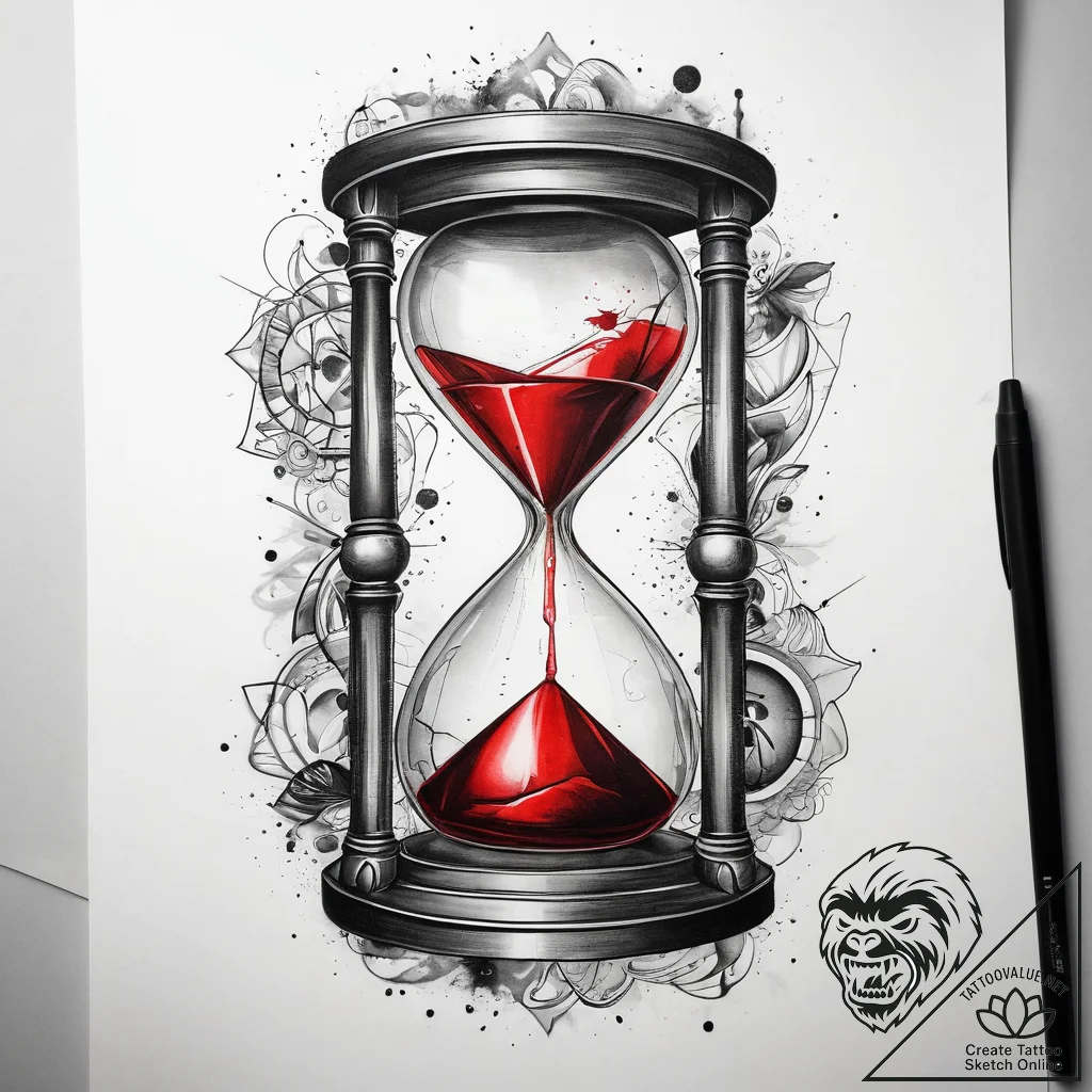 Tattoo sketch hourglass with a quote, concept... - tattoo sketch (№1759092904_0, 28.09.2025 20:55) — tattoovalue.net