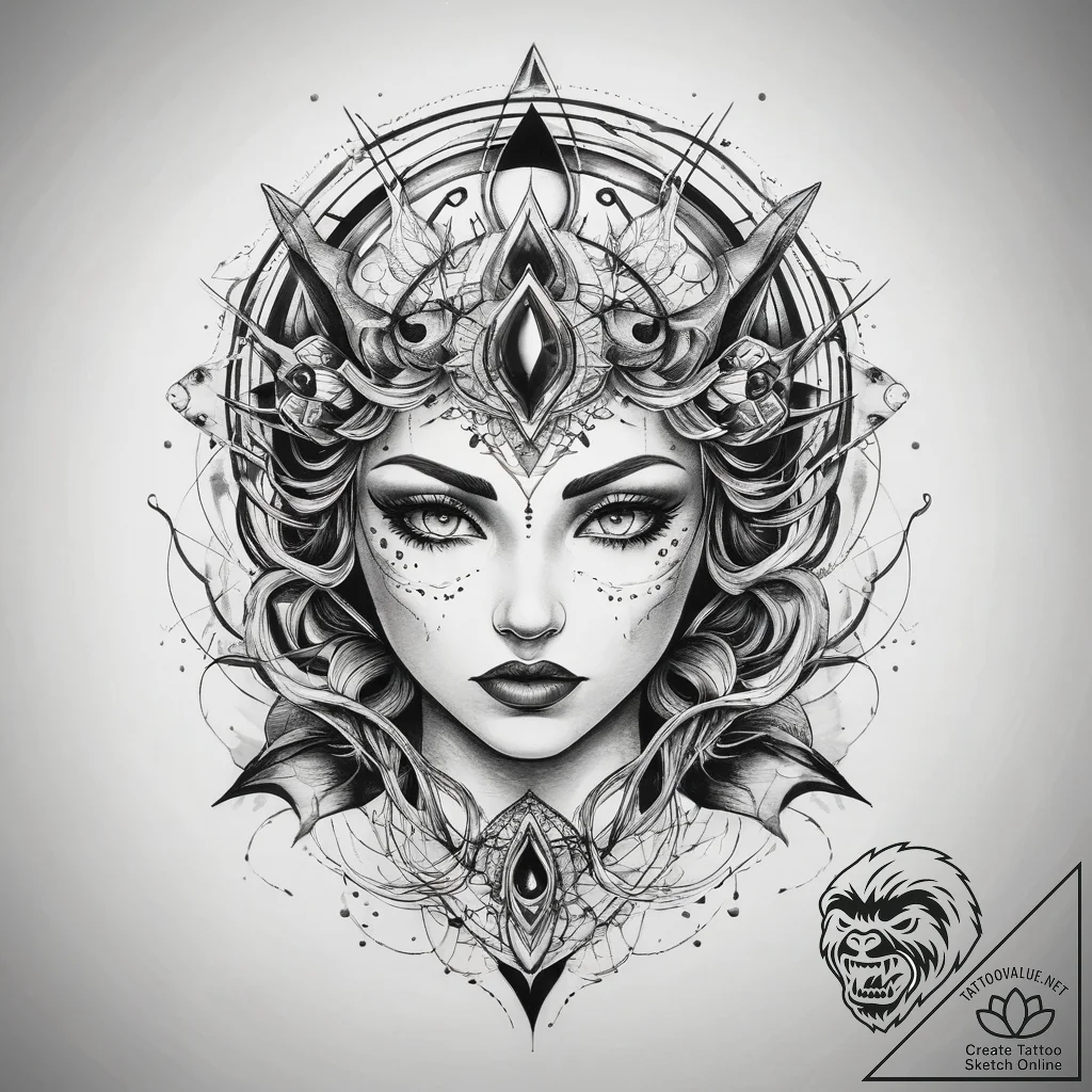 Tattoo sketch cosmic fable, concept art for t... - tattoo sketch (№1759093486_0, 28.09.2025 21:04) — tattoovalue.net