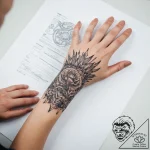 Tattoo sketch hands with a document – tattoo sketch (№1759095617_0, 28.09.2025 21:40) — tattoovalue.net