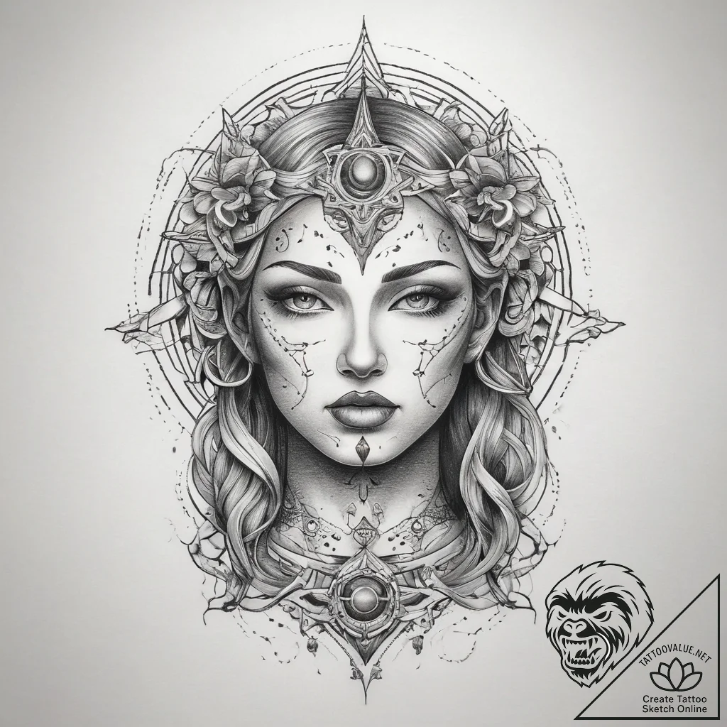 Tattoo sketch cosmic person, tattoo flash she... - tattoo sketch (№1759097166_0, 28.09.2025 22:06) — tattoovalue.net