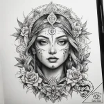 Tattoo sketch sacred narrative – tattoo sketch (№1759098132_0, 28.09.2025 22:22) — tattoovalue.net