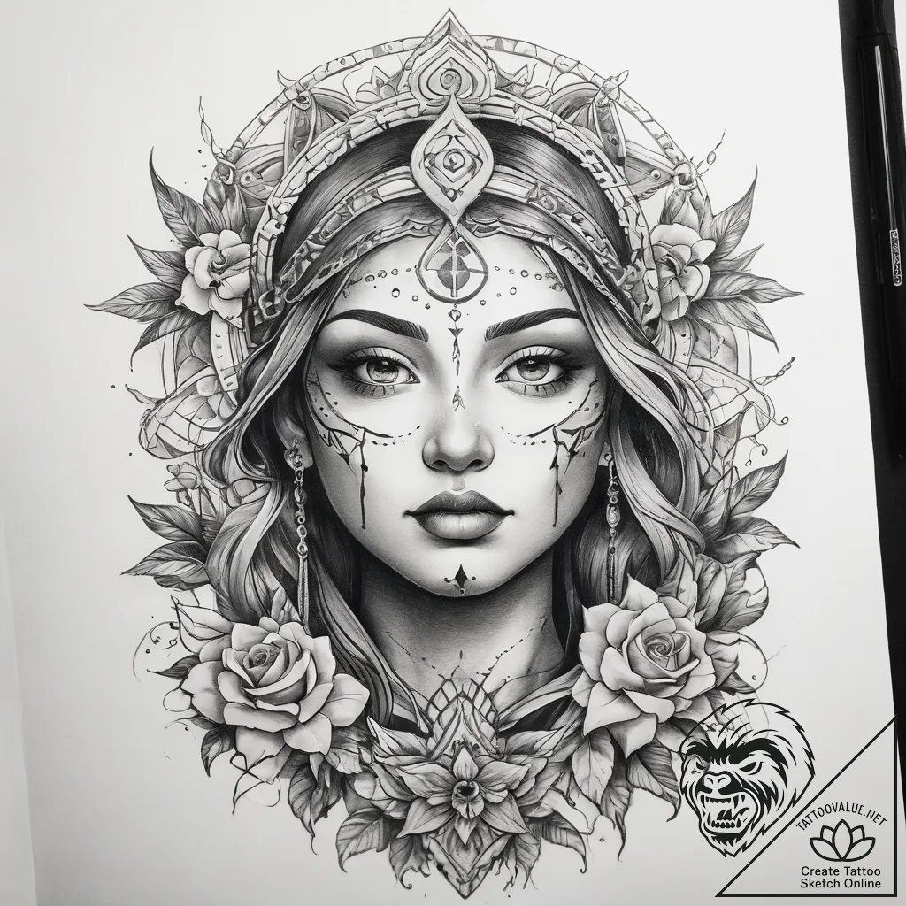 Tattoo sketch sacred narrative - tattoo sketch (№1759098132_0, 28.09.2025 22:22) — tattoovalue.net