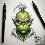 Tattoo sketch the grinch with a wing, tattoo… – tattoo sketch (№1759098713_0, 28.09.2025 22:31) — tattoovalue.net
