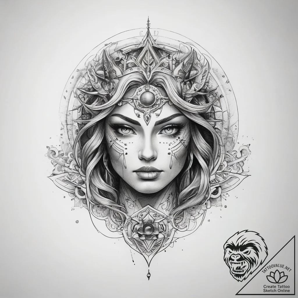 Tattoo sketch cosmic character - tattoo sketch (№1759099102_0, 28.09.2025 22:38) — tattoovalue.net