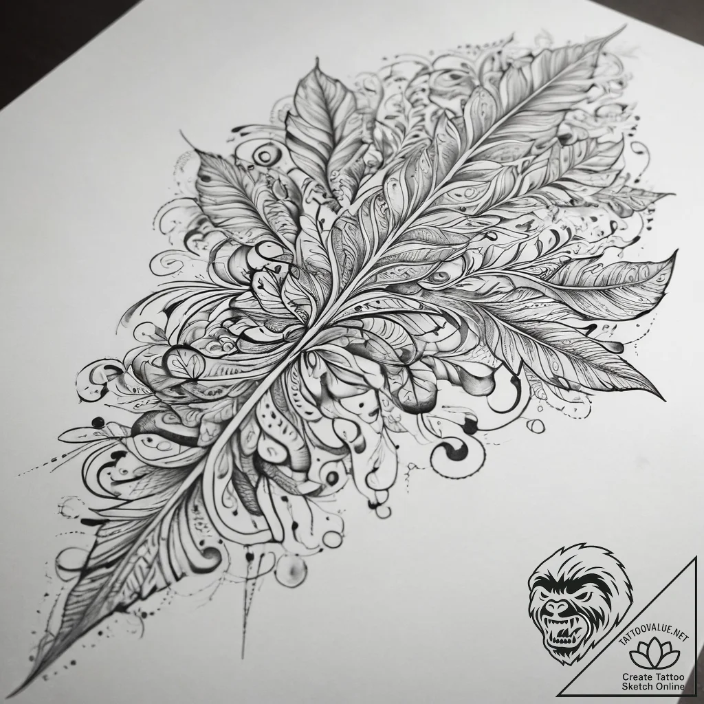 Tattoo sketch орнамент из листьев, ink illust... - tattoo sketch (№1759099488_0, 28.09.2025 22:44) — tattoovalue.net