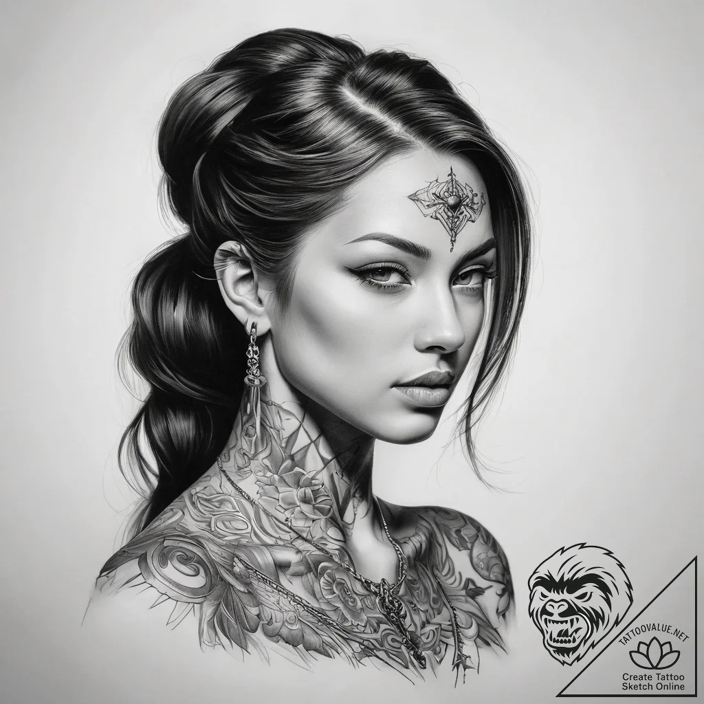 Tattoo sketch blessed portrayal - tattoo sketch (№1759100070_0, 28.09.2025 22:54) — tattoovalue.net
