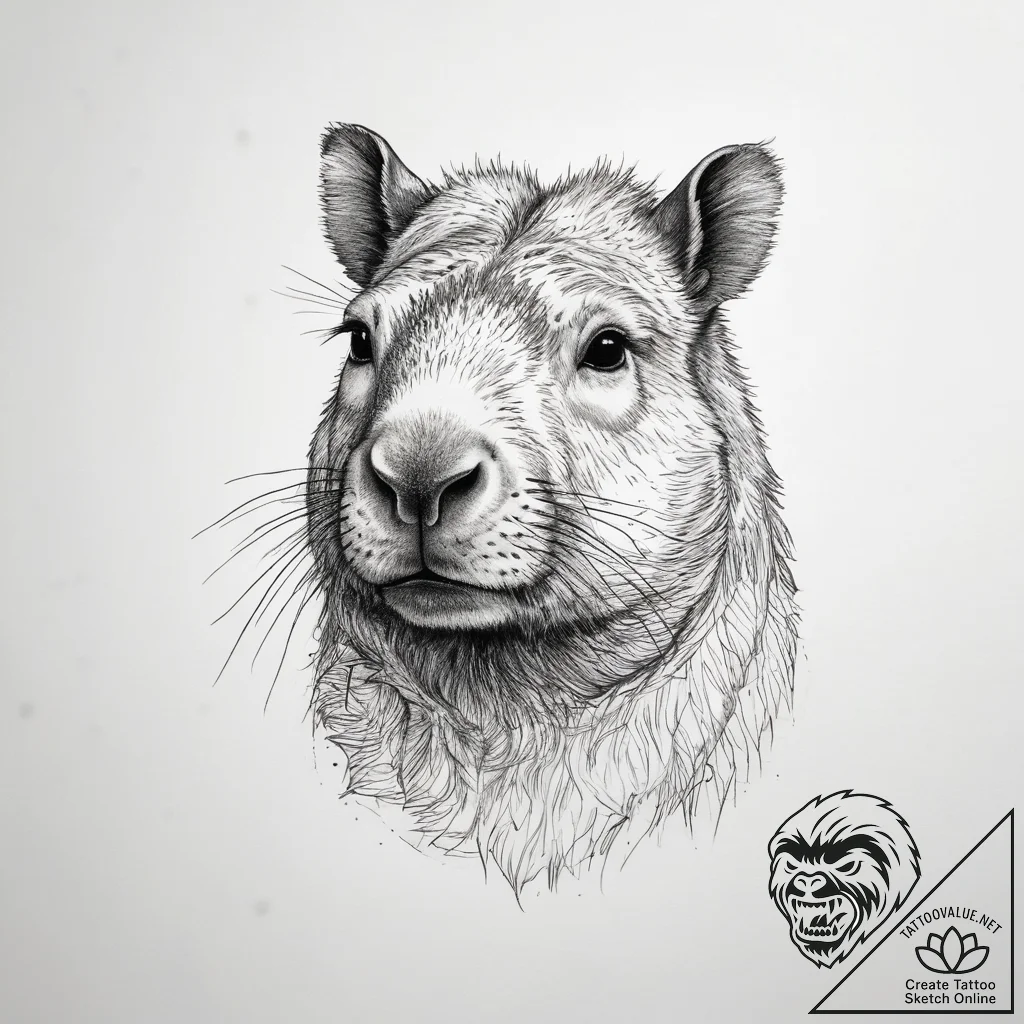 Tattoo sketch capybara, ink illustration for... - tattoo sketch (№1759100651_0, 28.09.2025 23:04) — tattoovalue.net