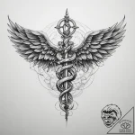 Tattoo sketch doctor caduceus symbol – tattoo sketch (№1759101620_0, 28.09.2025 23:20) — tattoovalue.net