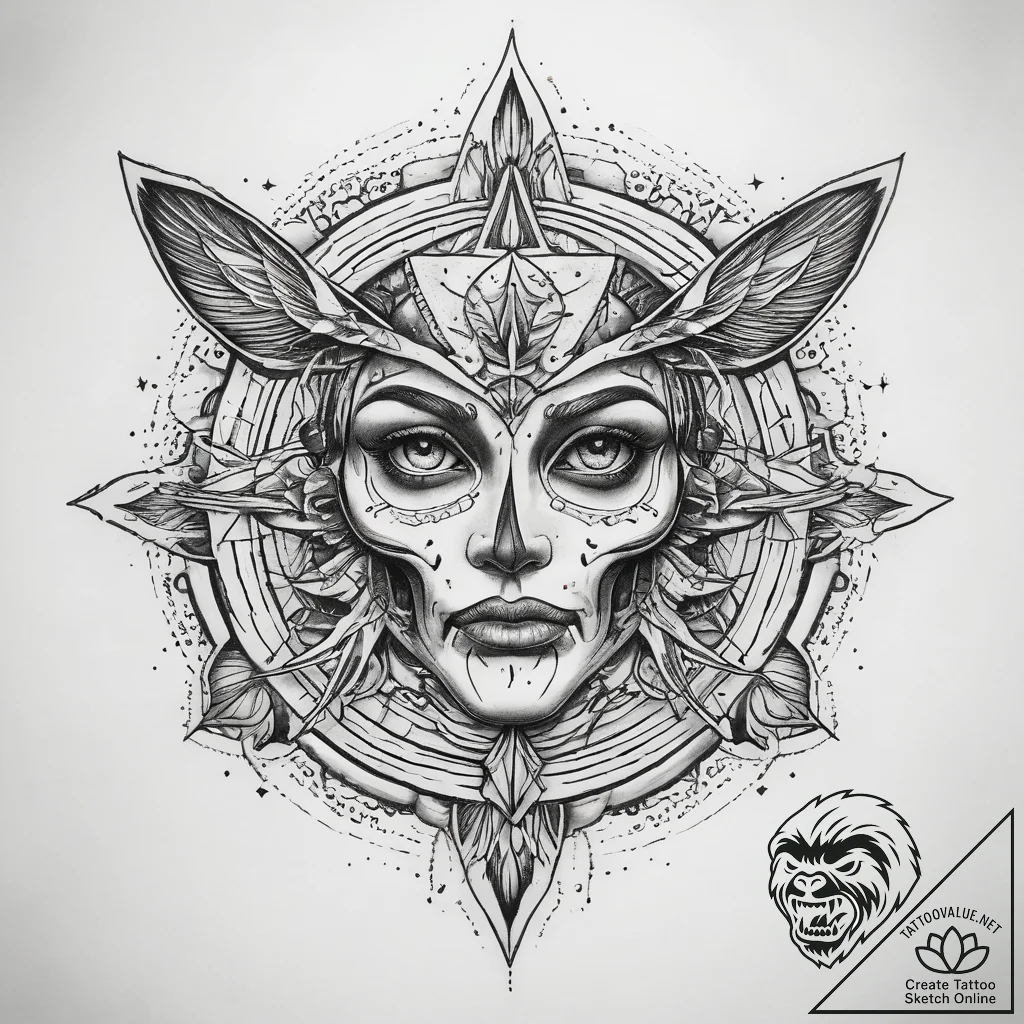 Tattoo sketch cosmic self, tattoo line art, b... - tattoo sketch (№1759102008_0, 28.09.2025 23:26) — tattoovalue.net