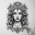 Tattoo sketch goddess tattoo, tattoo flash sh… – tattoo sketch (№1759102395_0, 28.09.2025 23:33) — tattoovalue.net