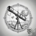 Tattoo sketch old telescope with a planet, co… – tattoo sketch (№1759102590_0, 28.09.2025 23:36) — tattoovalue.net