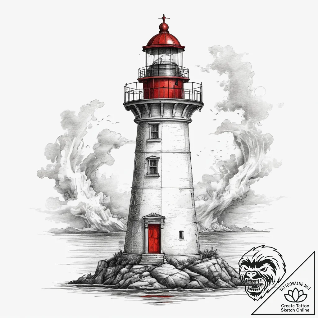 Tattoo sketch lighthouse, concept art for tat... - tattoo sketch (№1759103558_0, 28.09.2025 23:52) — tattoovalue.net