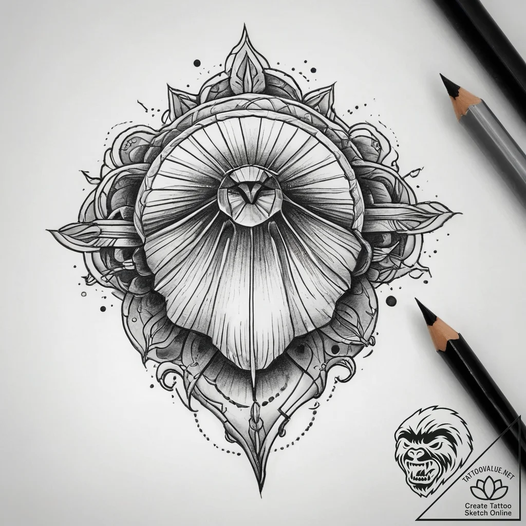 Tattoo sketch shell, tattoo line art, on a cl... - tattoo sketch (№1759103751_0, 28.09.2025 23:55) — tattoovalue.net