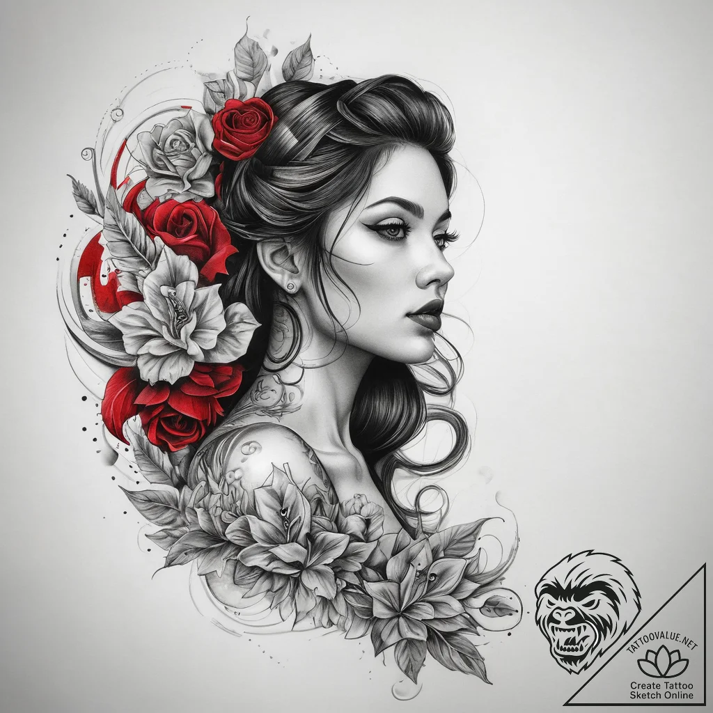 Tattoo sketch blessed portrayal, artistic tat... - tattoo sketch (№1759103945_0, 28.09.2025 23:59) — tattoovalue.net