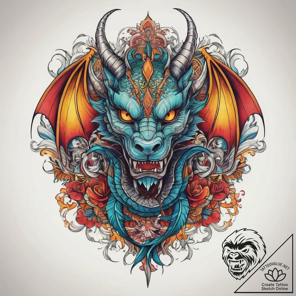 Tattoo sketch medieval dragon, artistic tatto... - tattoo sketch (№1759104725_0, 29.09.2025 00:12) — tattoovalue.net