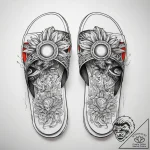 Tattoo sketch sandals with a sun, ink illustr… – tattoo sketch (№1759105115_0, 29.09.2025 00:18) — tattoovalue.net