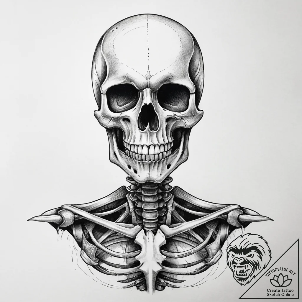 Tattoo sketch skeleton, tattoo drawing outlin... - tattoo sketch (№1759105312_0, 29.09.2025 00:21) — tattoovalue.net