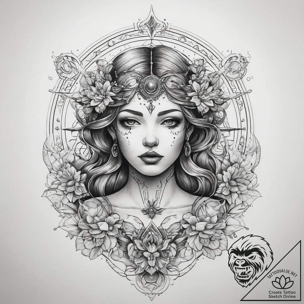 Tattoo sketch cosmic fable, concept art for t... - tattoo sketch (№1759106099_0, 29.09.2025 00:34) — tattoovalue.net