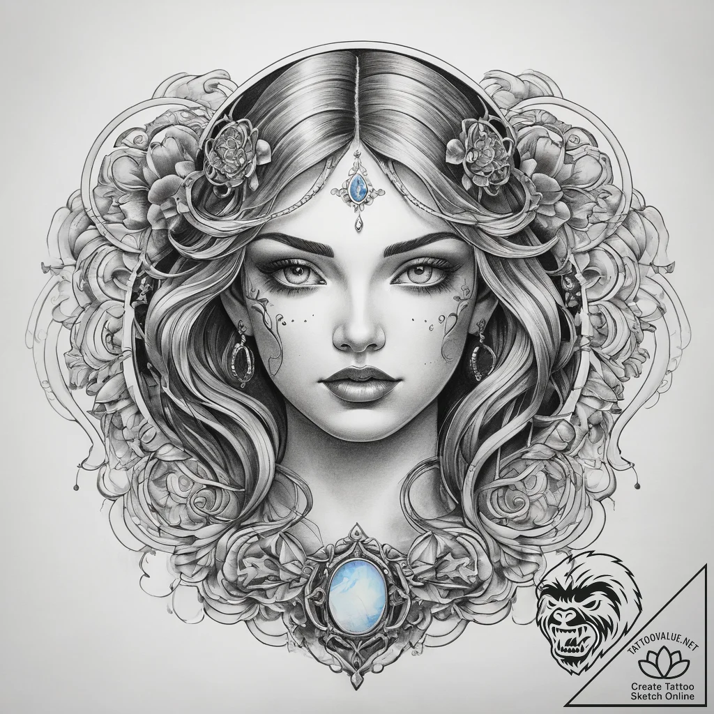 Tattoo sketch opal, concept art for tattoo, b... - tattoo sketch (№1759106877_0, 29.09.2025 00:47) — tattoovalue.net