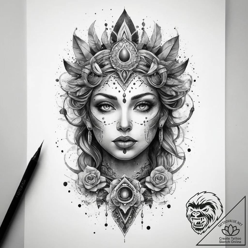Tattoo sketch cosmic soul, artistic tattoo sk... - tattoo sketch (№1759107851_0, 29.09.2025 01:04) — tattoovalue.net