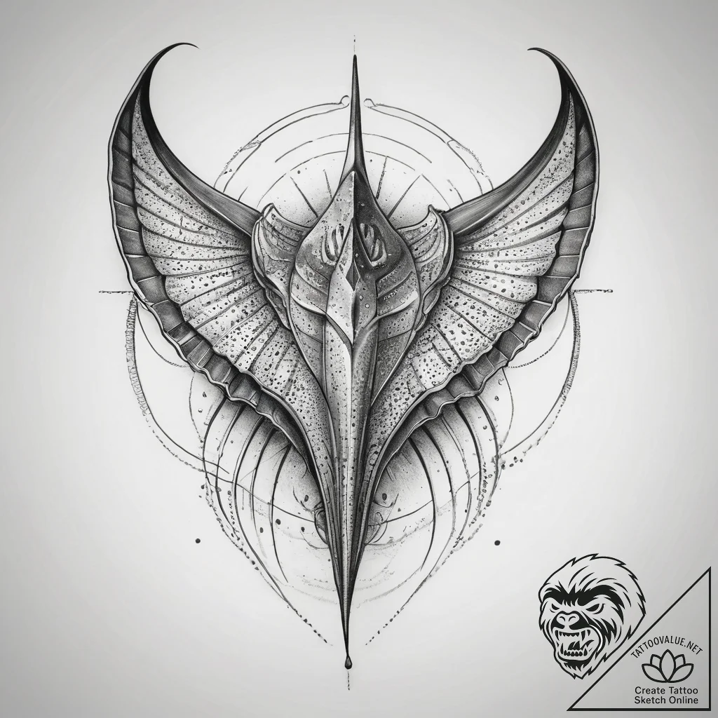 Tattoo sketch stingray, concept art for tatto... - tattoo sketch (№1759109619_0, 29.09.2025 01:33) — tattoovalue.net