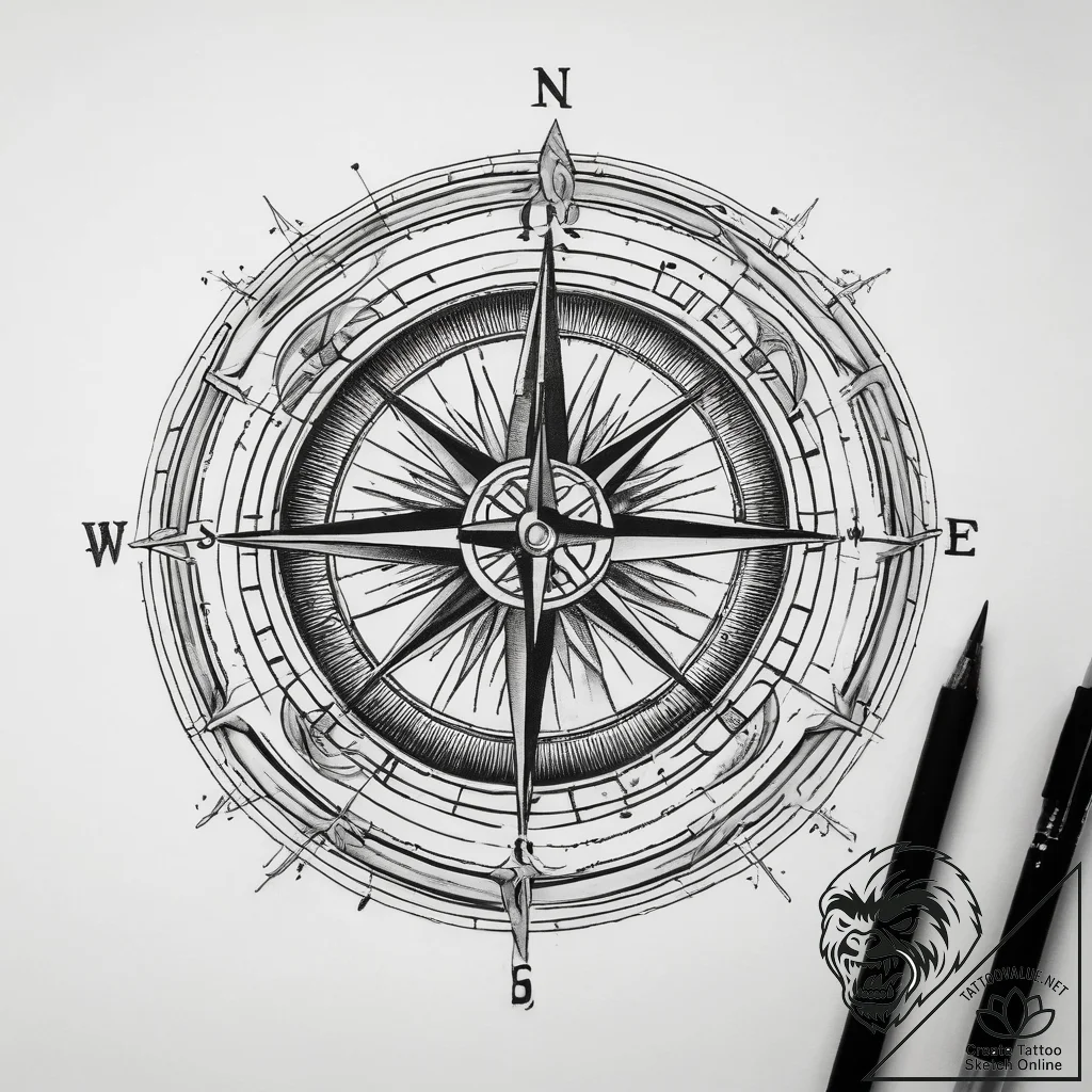 Tattoo sketch architect compass and ruler, ar... - tattoo sketch (№1759109813_0, 29.09.2025 01:36) — tattoovalue.net