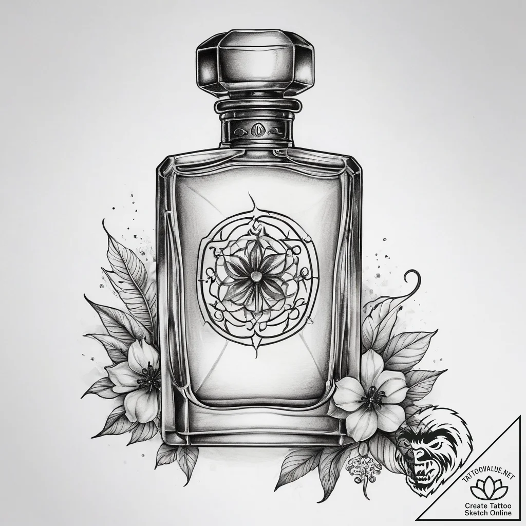 Tattoo sketch perfume bottle - tattoo sketch (№1759113328_0, 29.09.2025 02:35) — tattoovalue.net
