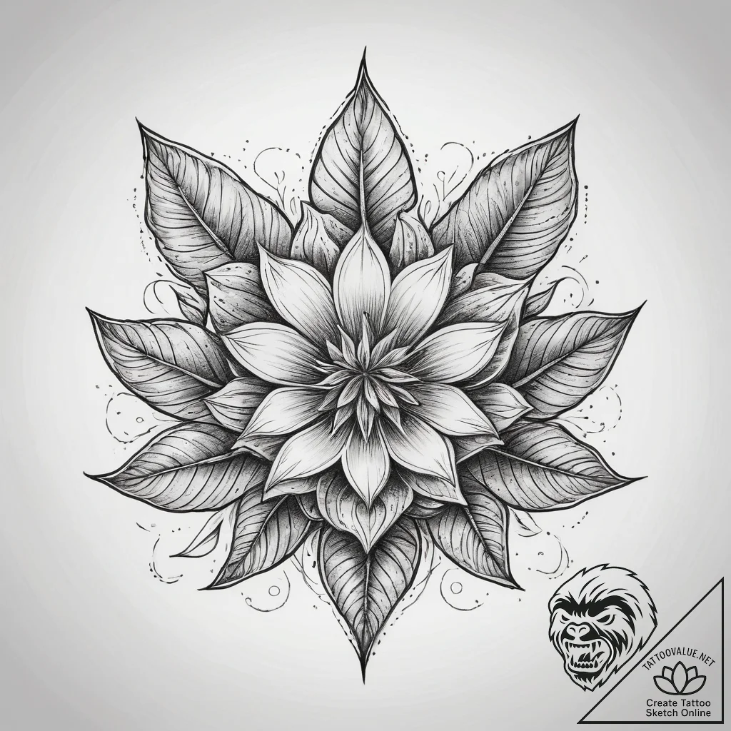 Tattoo sketch a symbolic plant, tattoo line a... - tattoo sketch (№1759113915_0, 29.09.2025 02:45) — tattoovalue.net