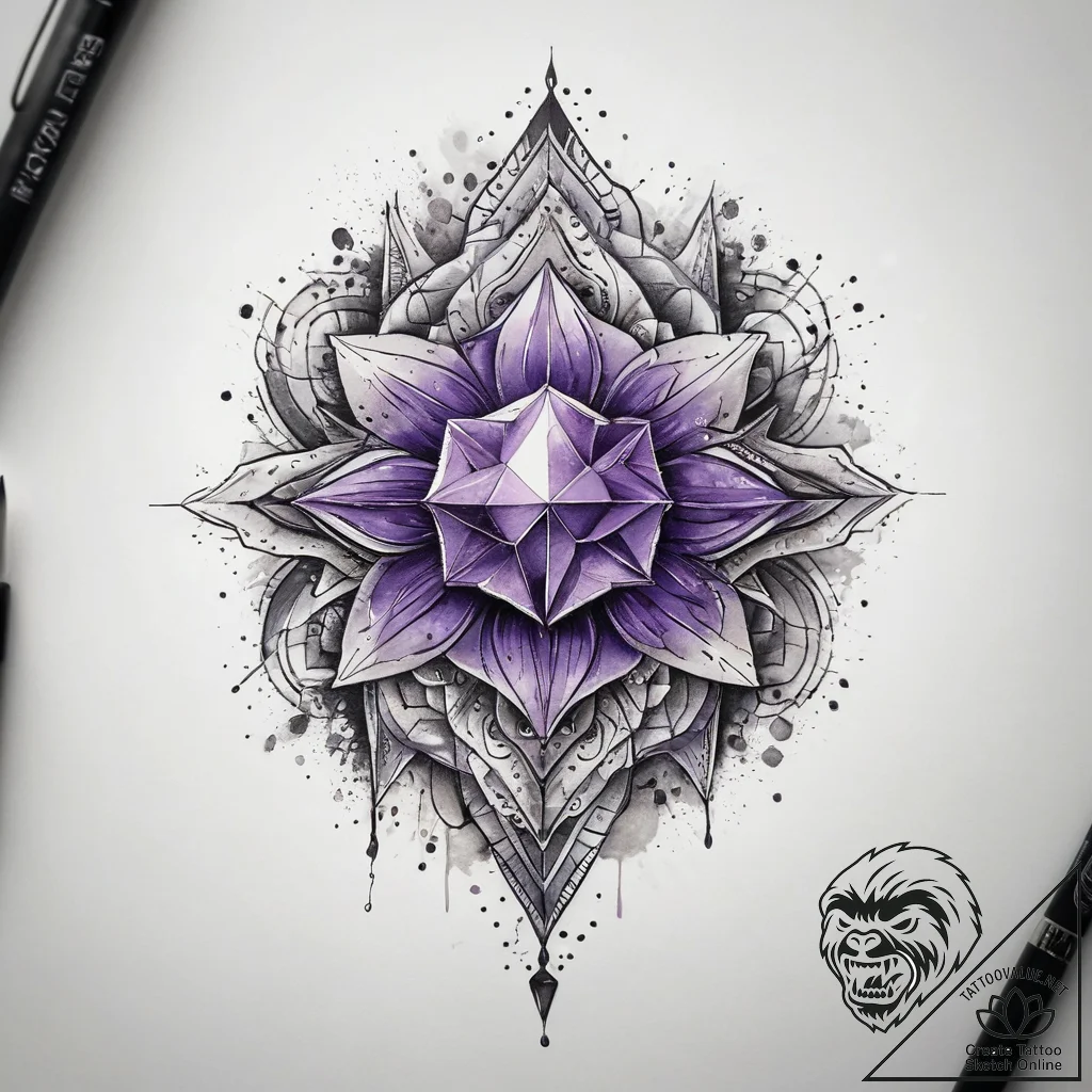 Tattoo sketch amethyst, ink illustration for... - tattoo sketch (№1759114499_0, 29.09.2025 02:54) — tattoovalue.net