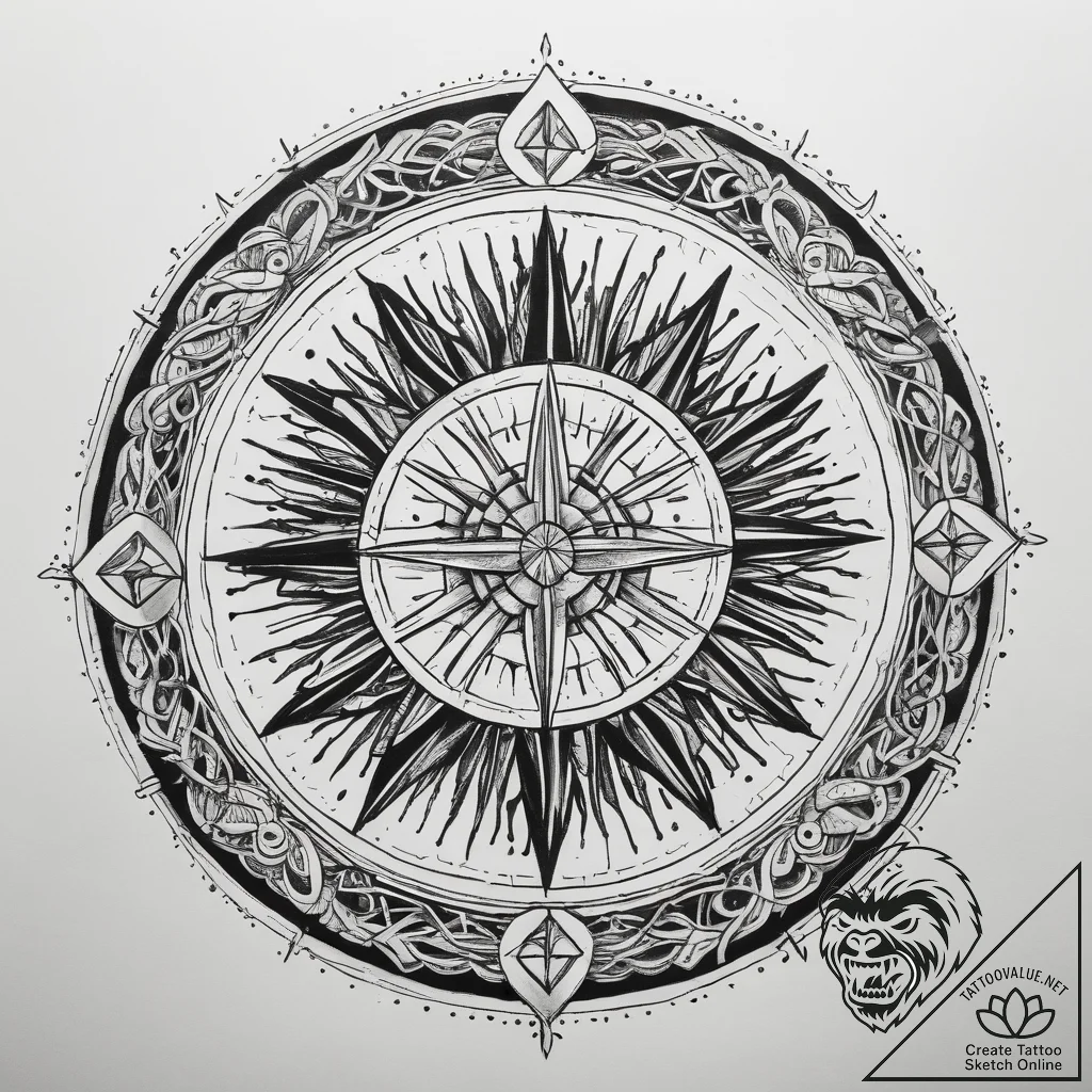 Tattoo sketch slavic sun symbol with a bird,... - tattoo sketch (№1759114693_0, 29.09.2025 02:58) — tattoovalue.net
