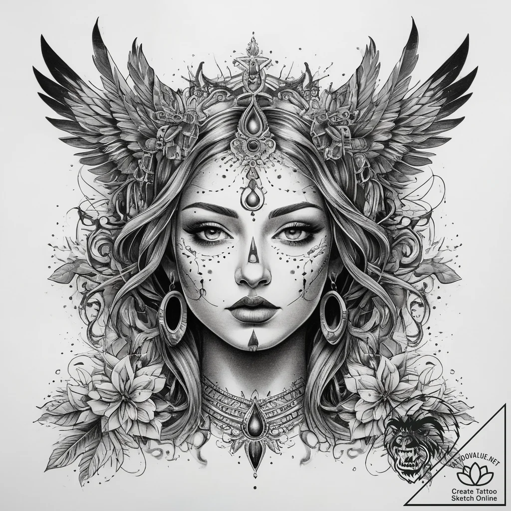 Tattoo sketch spiritual person, tattoo flash... - tattoo sketch (№1759117432_0, 29.09.2025 03:43) — tattoovalue.net