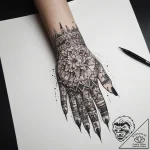 Tattoo sketch hands with a brush, tattoo flas… – tattoo sketch (№1759118796_0, 29.09.2025 04:06) — tattoovalue.net