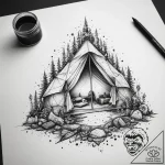 Tattoo sketch camping a person in a tent, tat… – tattoo sketch (№1759119190_0, 29.09.2025 04:13) — tattoovalue.net